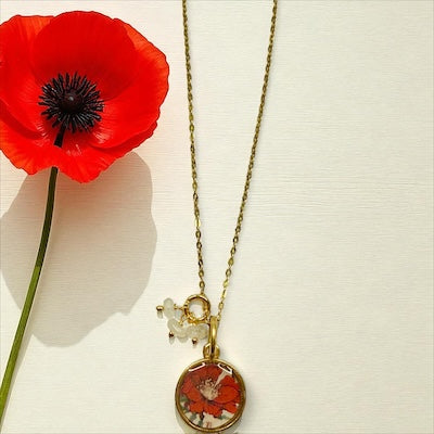Pretty Poppy 14kt Vermeil & Moonstone Necklace