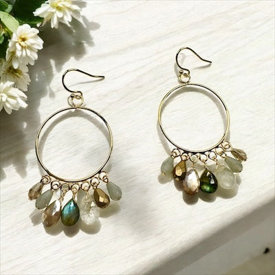 Gorgeous Mixed Faceted Semi Precious Drop Chandelier Earrings