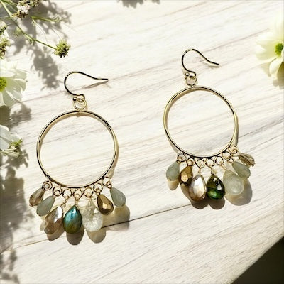 Gorgeous Mixed Faceted Semi Precious Drop Chandelier Earrings