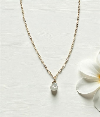 Delicate Gold Vermeil Necklace with Tiny Faceted Semi-Precious Moonstone