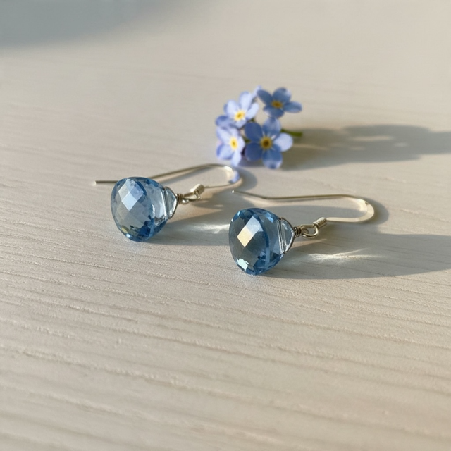Sterling Silver Faceted Swarovski Briolette Dangle Earrings