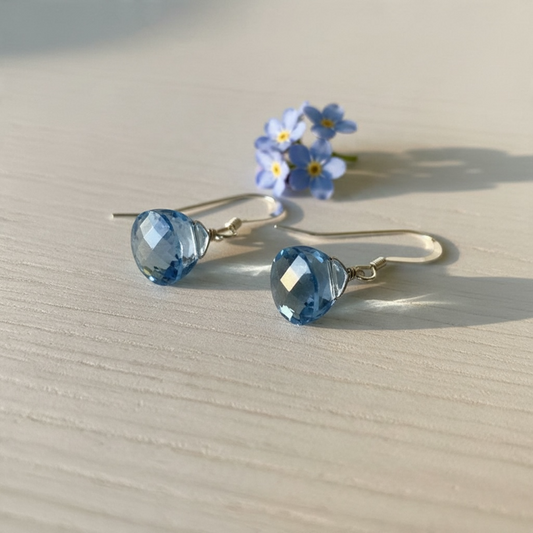 Sterling Silver Faceted Swarovski Briolette Dangle Earrings