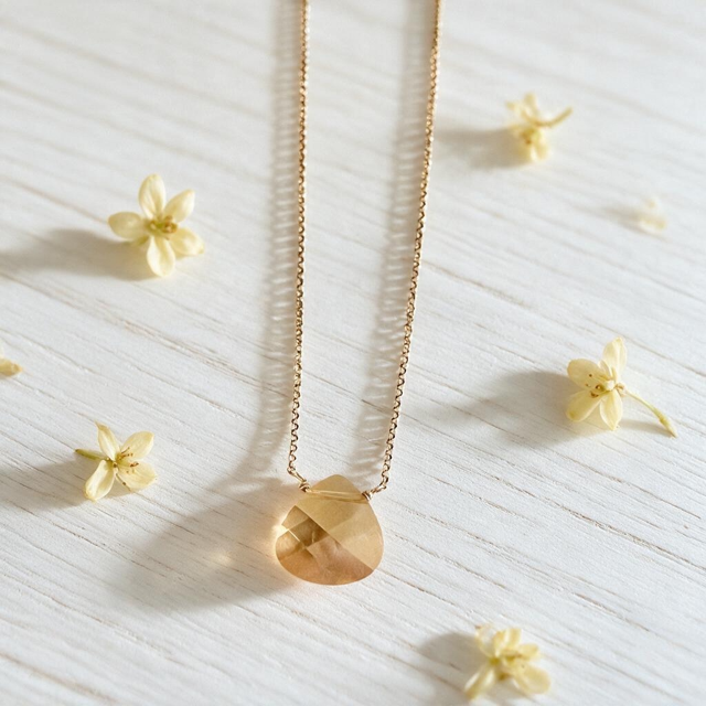 Sterling Silver & Swarovski Crystal Faceted Citrine Briolette Pendant