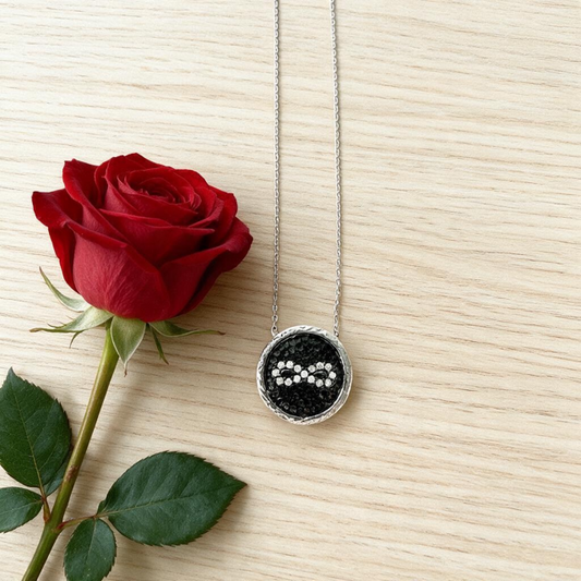 Sterling Silver & CZ Oxidized Hammered Infinity Necklace