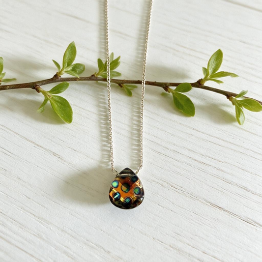Sterling Silver & Swarovski Crystal Faceted Peacock Briolette Pendant