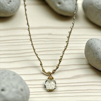 Braided Silk Crochet Necklace w/ Crystal Quartz Briolette