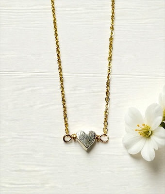 Pixie Heart Necklace - 14k Gold Vermeil & Sterling Silver
