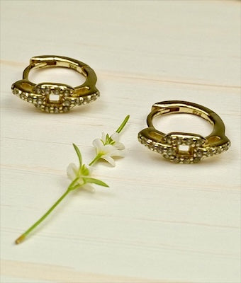 14kt Gold Plated Pave CZ Huggies