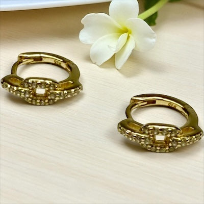 14kt Gold Plated Pave CZ Huggies