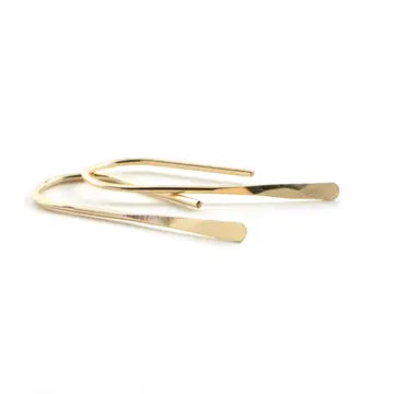 Gold Vermeil Hammered U-Shaped Dangle Earrings