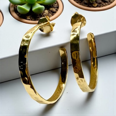 Gorgeous 24K Gold Vermeil Post Hoop Earrings
